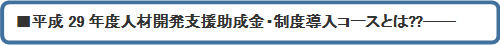 平成29年度人材開発支援助成金　制度導入コースとは